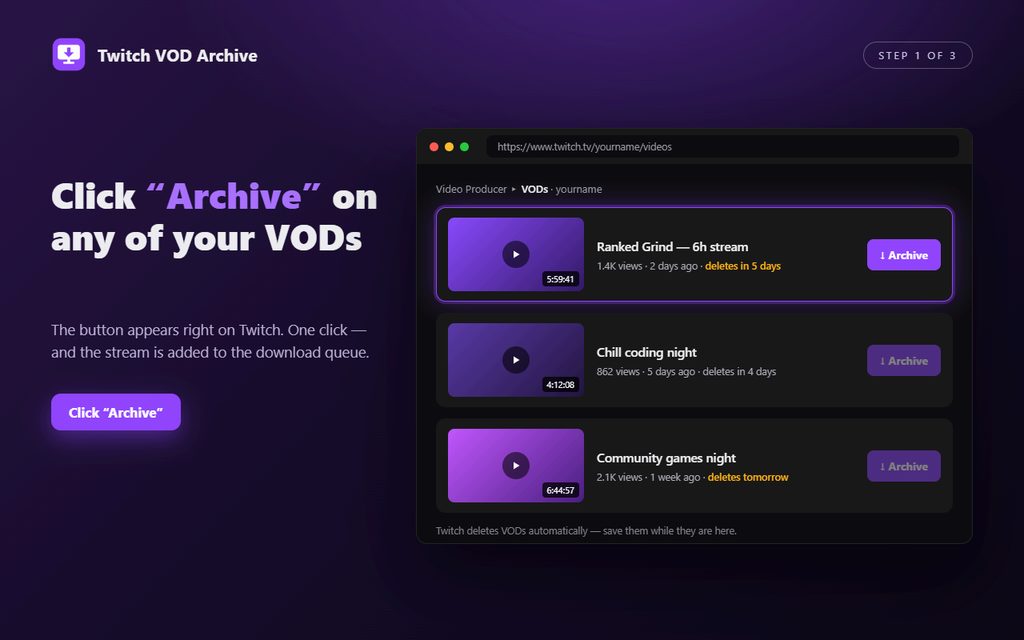 VOD list with deletion dates
